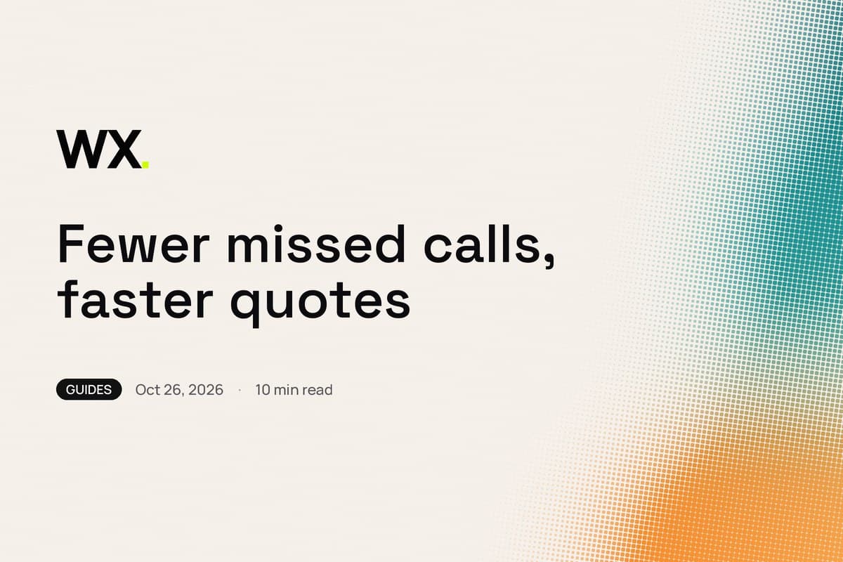 WebXpert Insights cover for AI for Tradies in Australia: Real Uses, Costs and How to Measure the Time Saved: cream field, teal and hi-vis orange halftone gradient, Guides, 10 min read, 26 Oct 2026