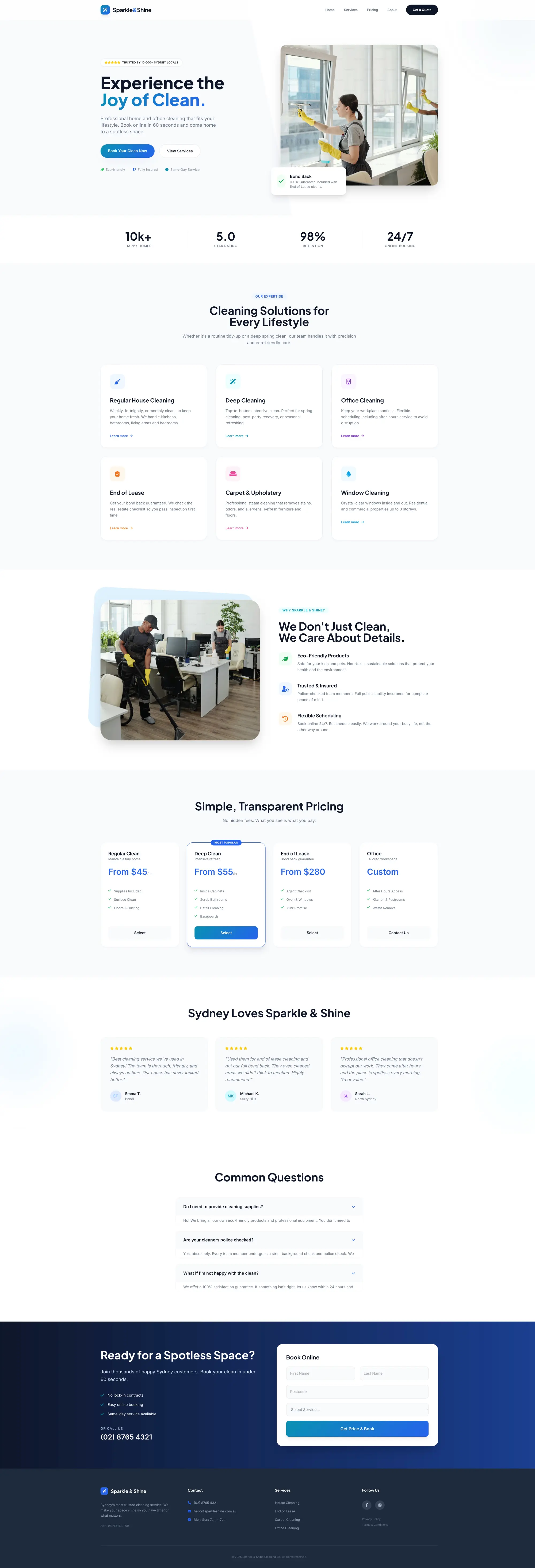 Cleaning Business Website Template Sydney