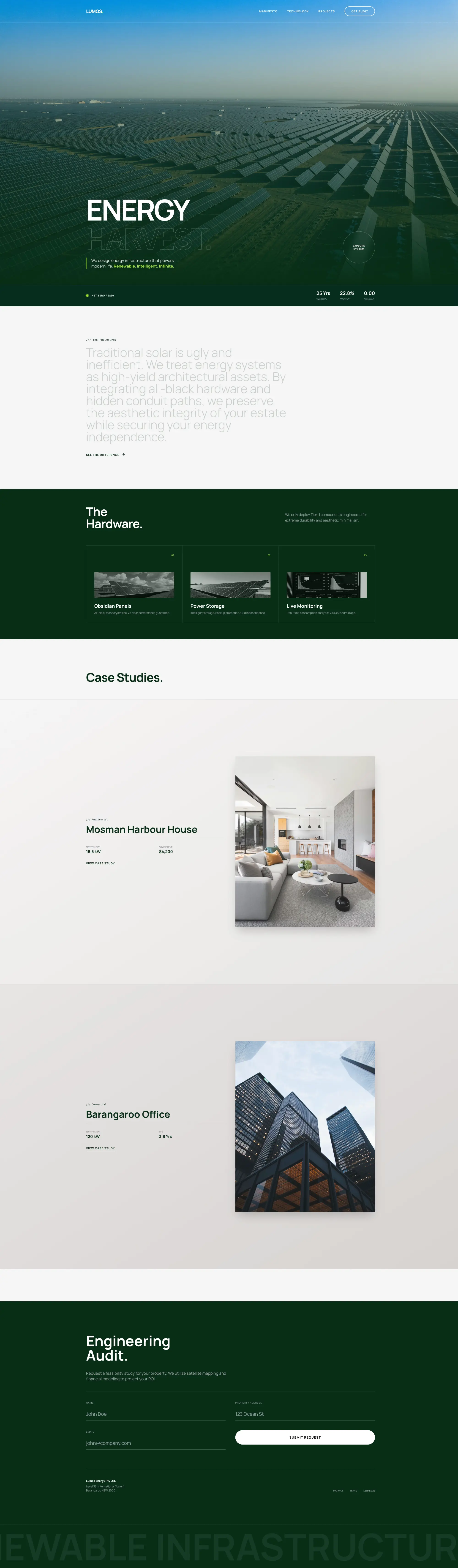 High End Solar Landing Page Design